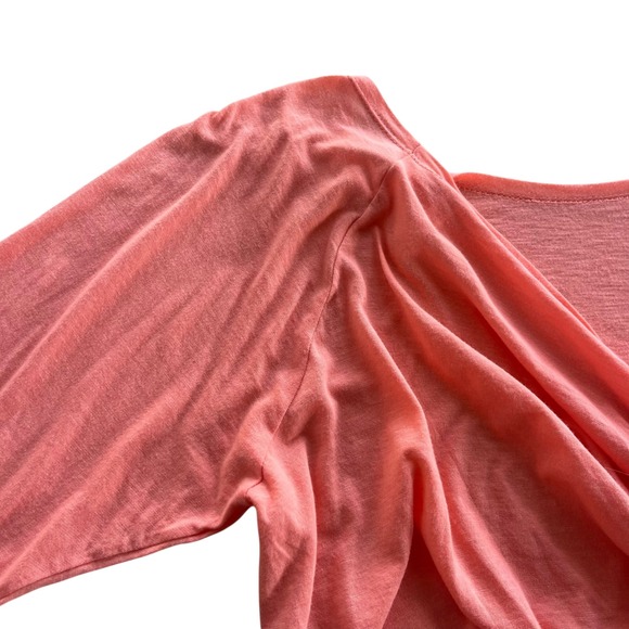 Fabletics Women's Med. Coral Flamingo Twist Switch Back Long Sleeve Tee Athletic - Picture 8 of 16